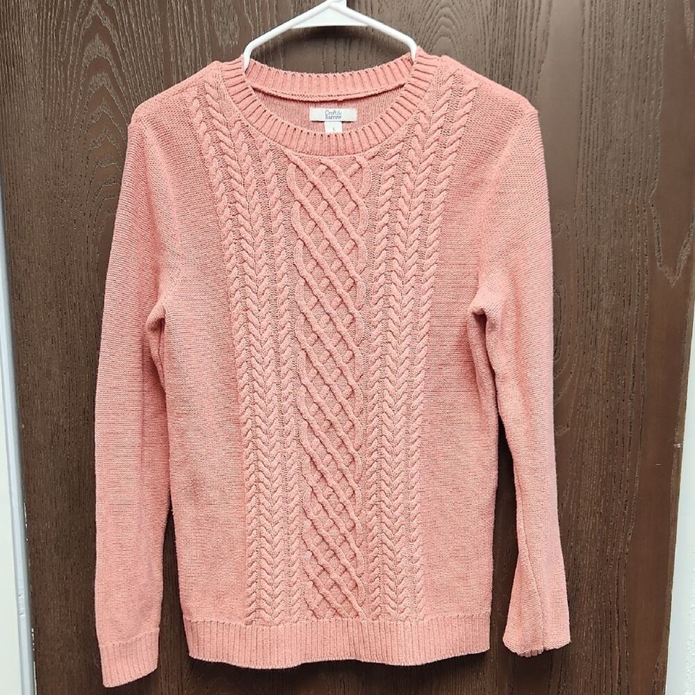 Croft & Barrow Pink Cable Knit Sweater